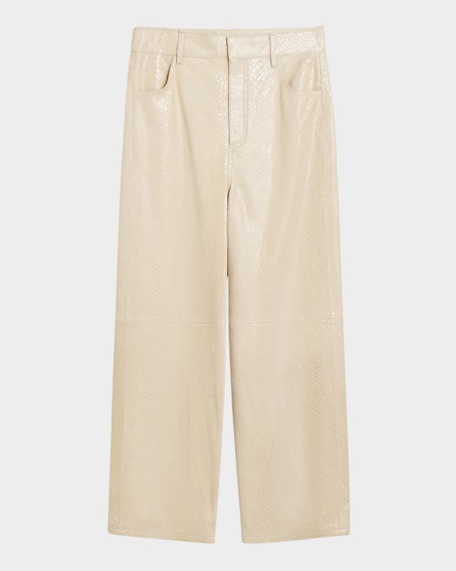 Cailys Crocodile-Embossed Leather Trousers